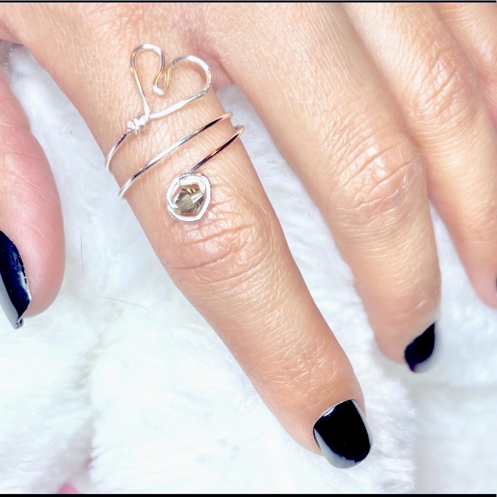 adjustable wrapped wire heart ring
